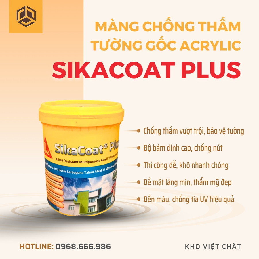 Màng chống thấm tường gốc Acrylic SikaCoat Plus