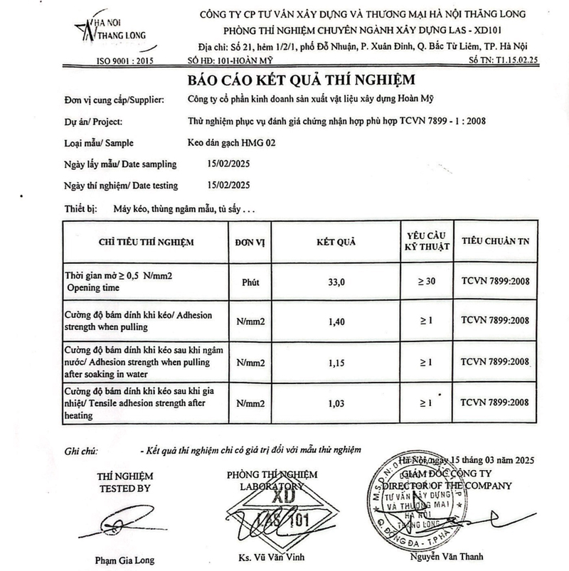 Keo dán gạch Hoàn Mỹ HMG-02