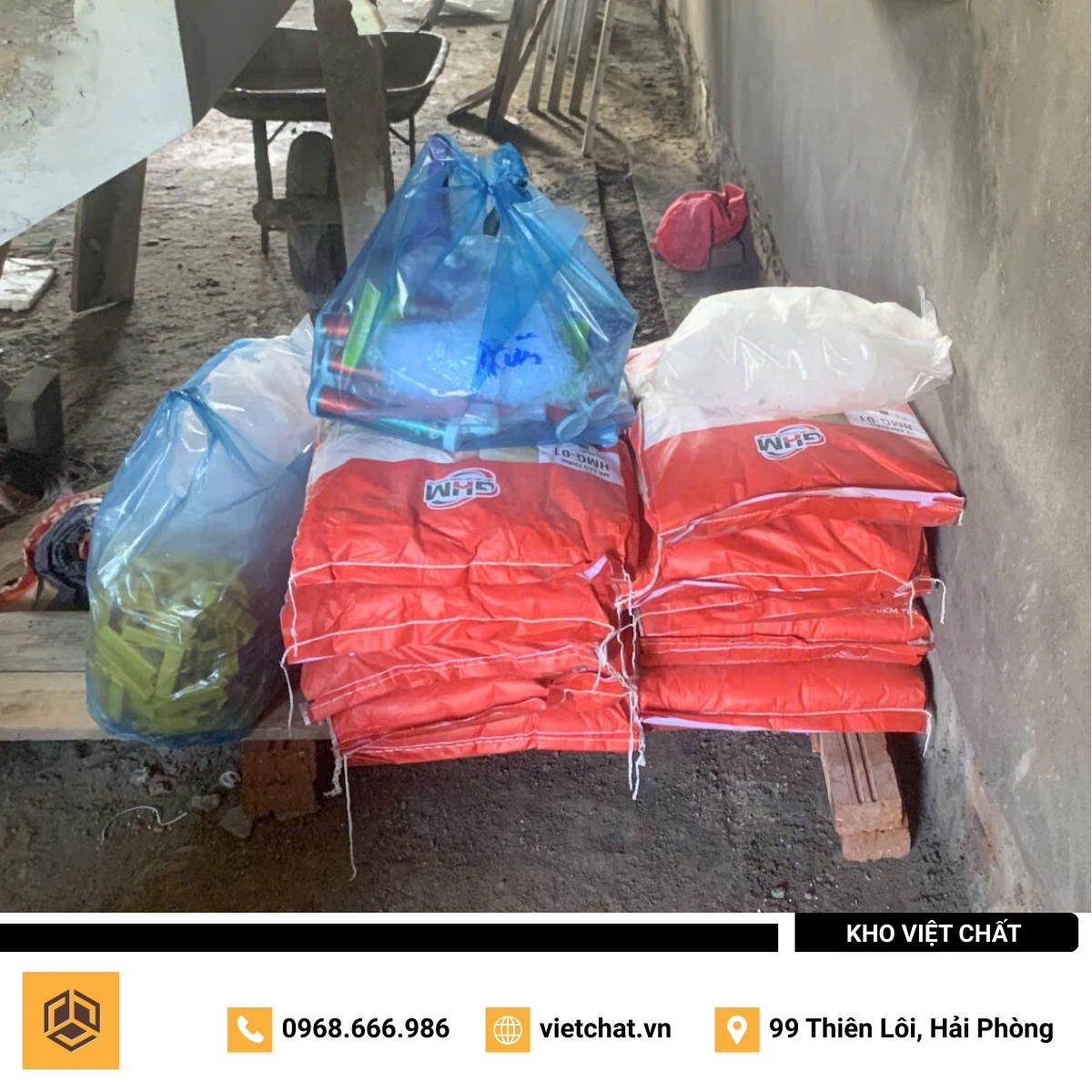 đơn hàng keo dán gạch Hoàn Mỹ HMG-01 mà Kho Việt Chất đã giao