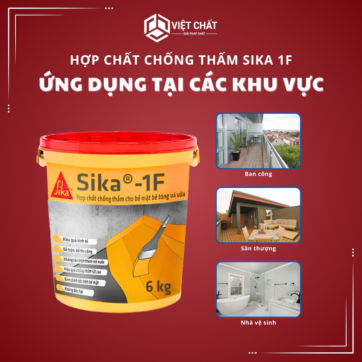 Ứng dụng của Hợp chất chống thấm bề mặt bê tông Sika 1F (6Kg)