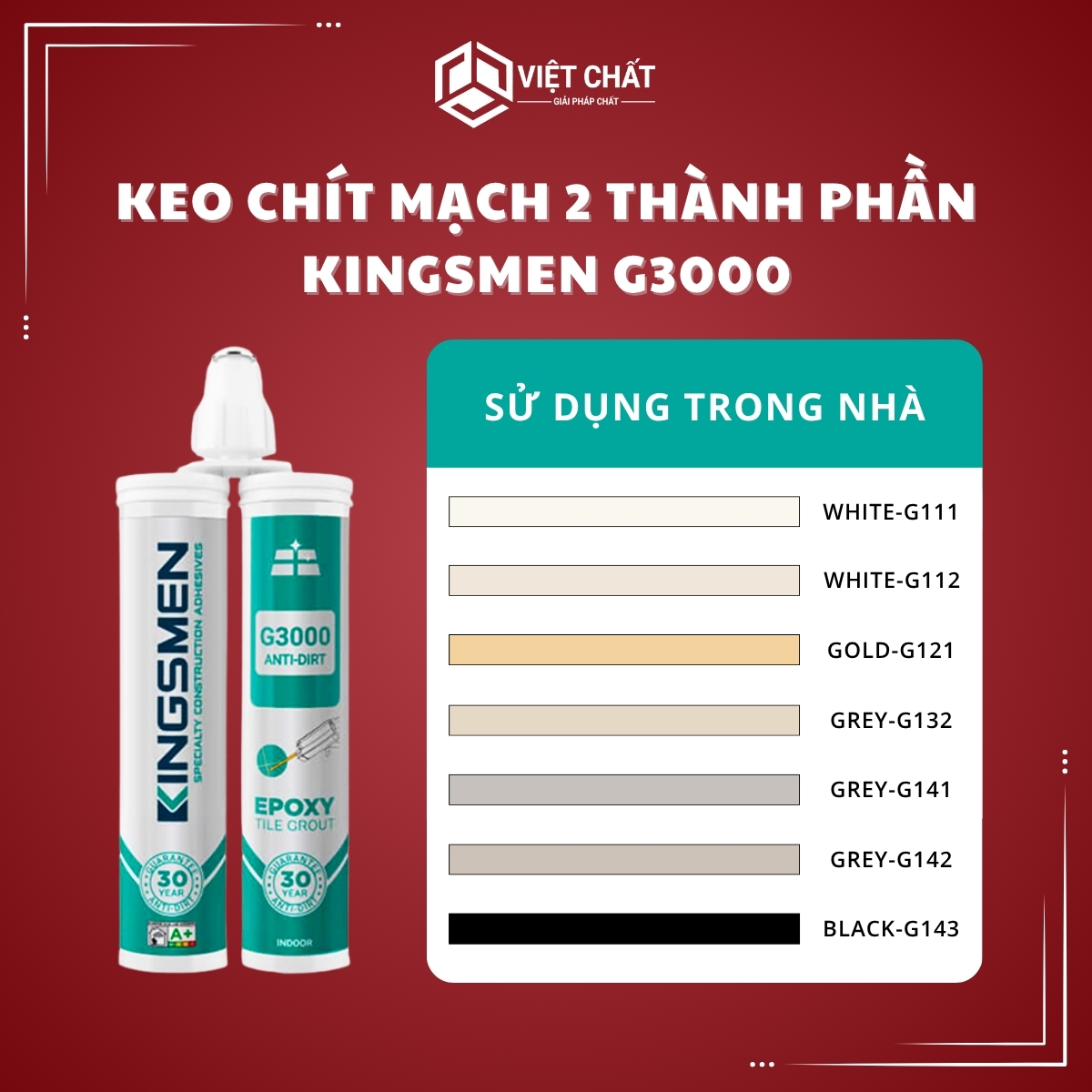 Bảng màu Keo chít mạch 2 thành phần KINGSMEN G3000
