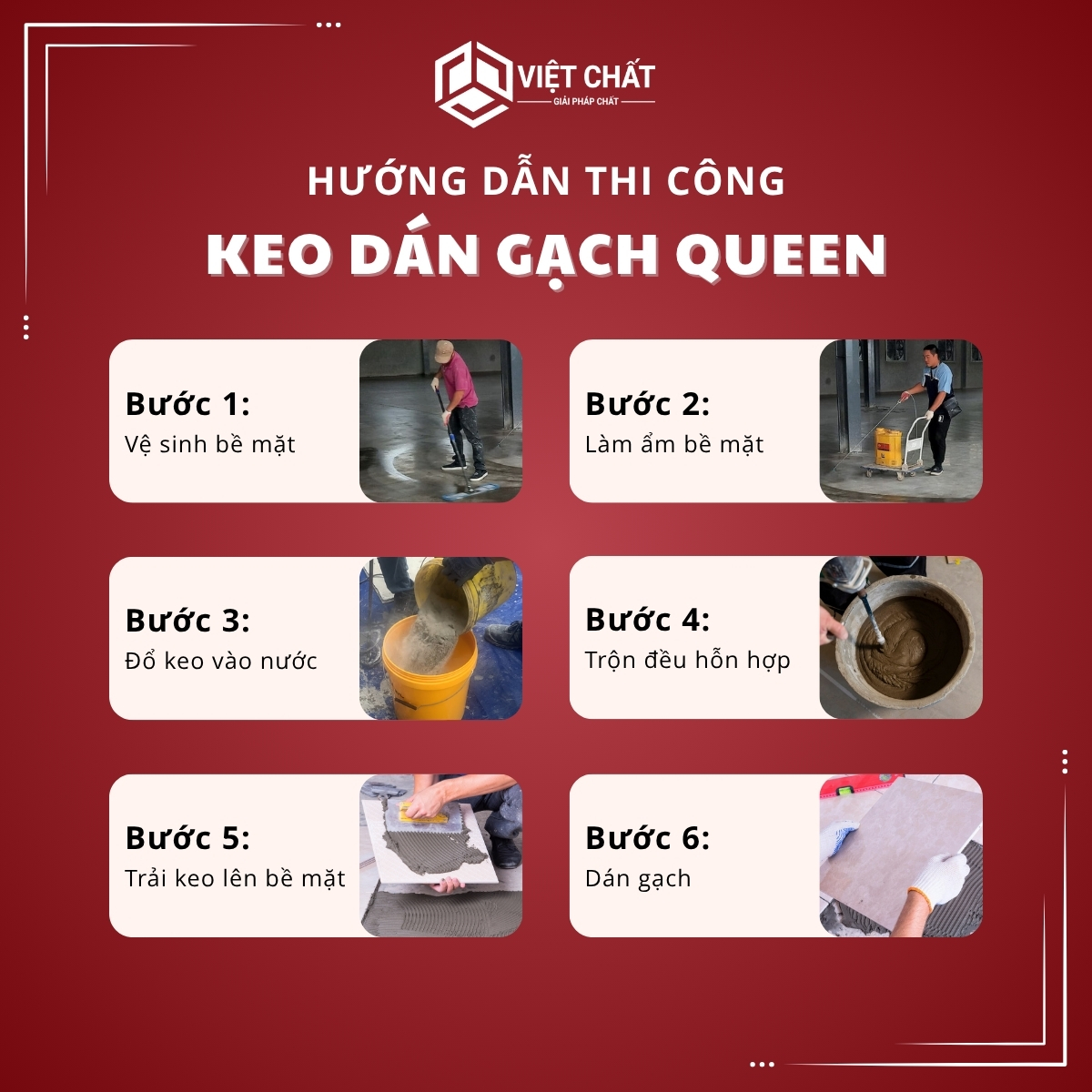 Hướng dẫn thi công keo dán gạch Queen
