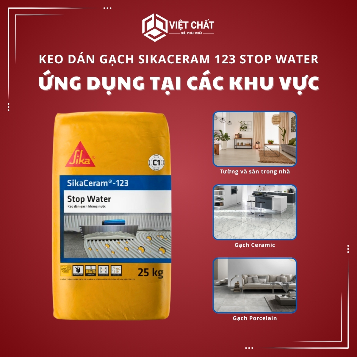 Ứng dụng của keo dán gạch kháng nước SikaCeram 123 Stop Water