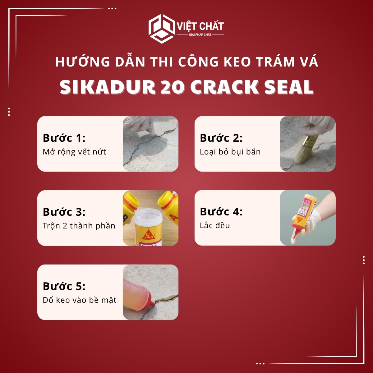 Hướng dẫn thi công keo trám vá Sikadur 20 Crack Seal