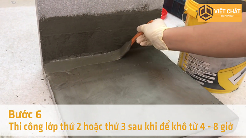 Quy trình thi công hợp chất chống thấm Sika 1F: Bước 6: Thi công lớp thứ 2 (hoặc lớp 3 nếu cần)