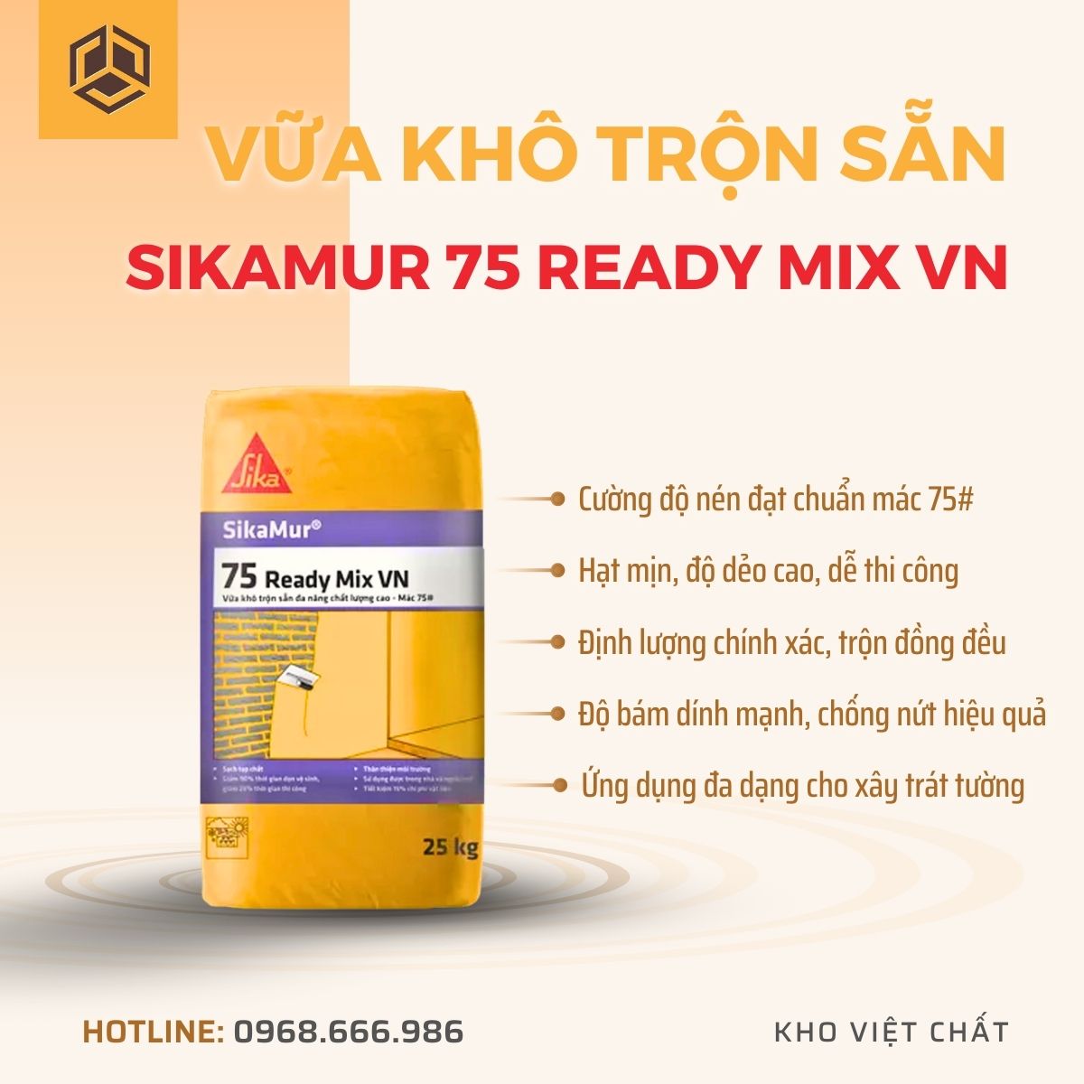 Vữa khô trộn sẵn mác 75#